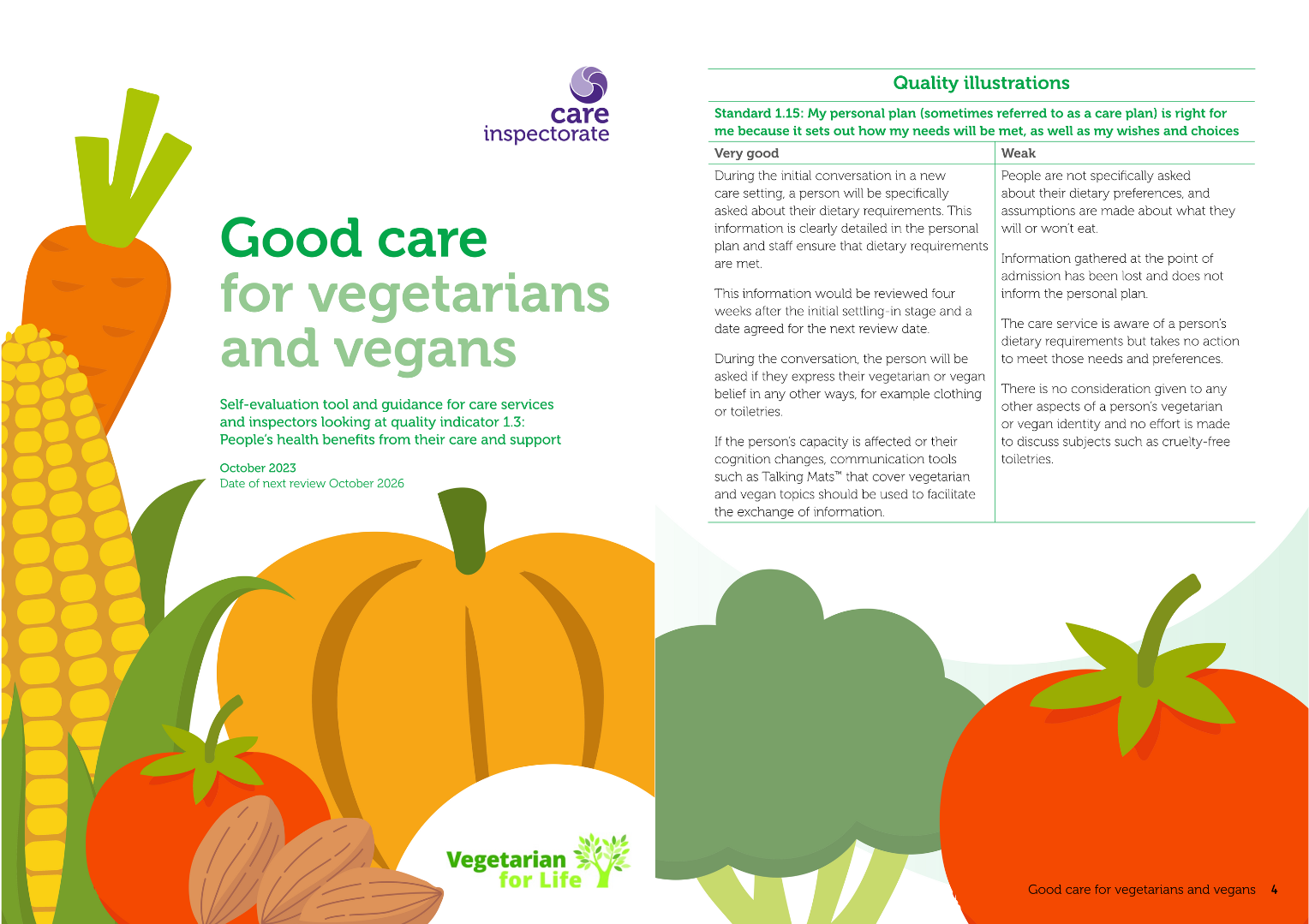 Good Care for Vegetarians and Vegans guide pages