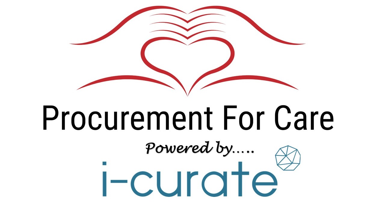 Procurement for Care logo, powered by i-curate