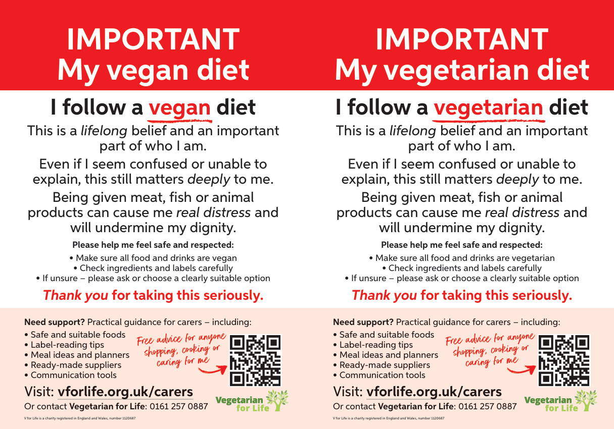 Vegan and Vegetarian Carers’ Reminder Poster