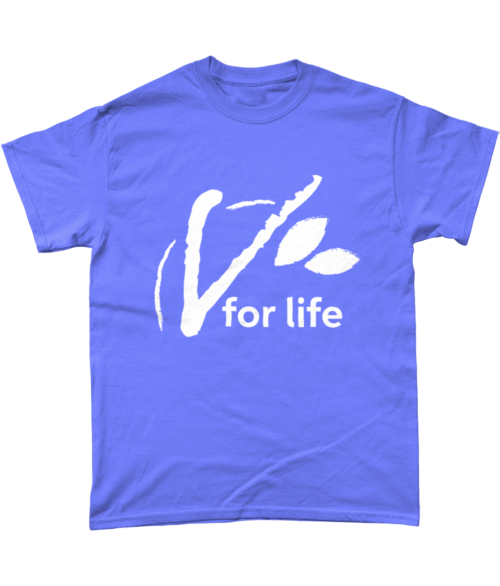 Unisex Cotton T-Shirt - 'V for Life' logo, in various colours